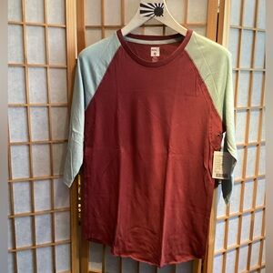 UO BDG Two-Tone Sky Baseball Tee Men's Size Medium